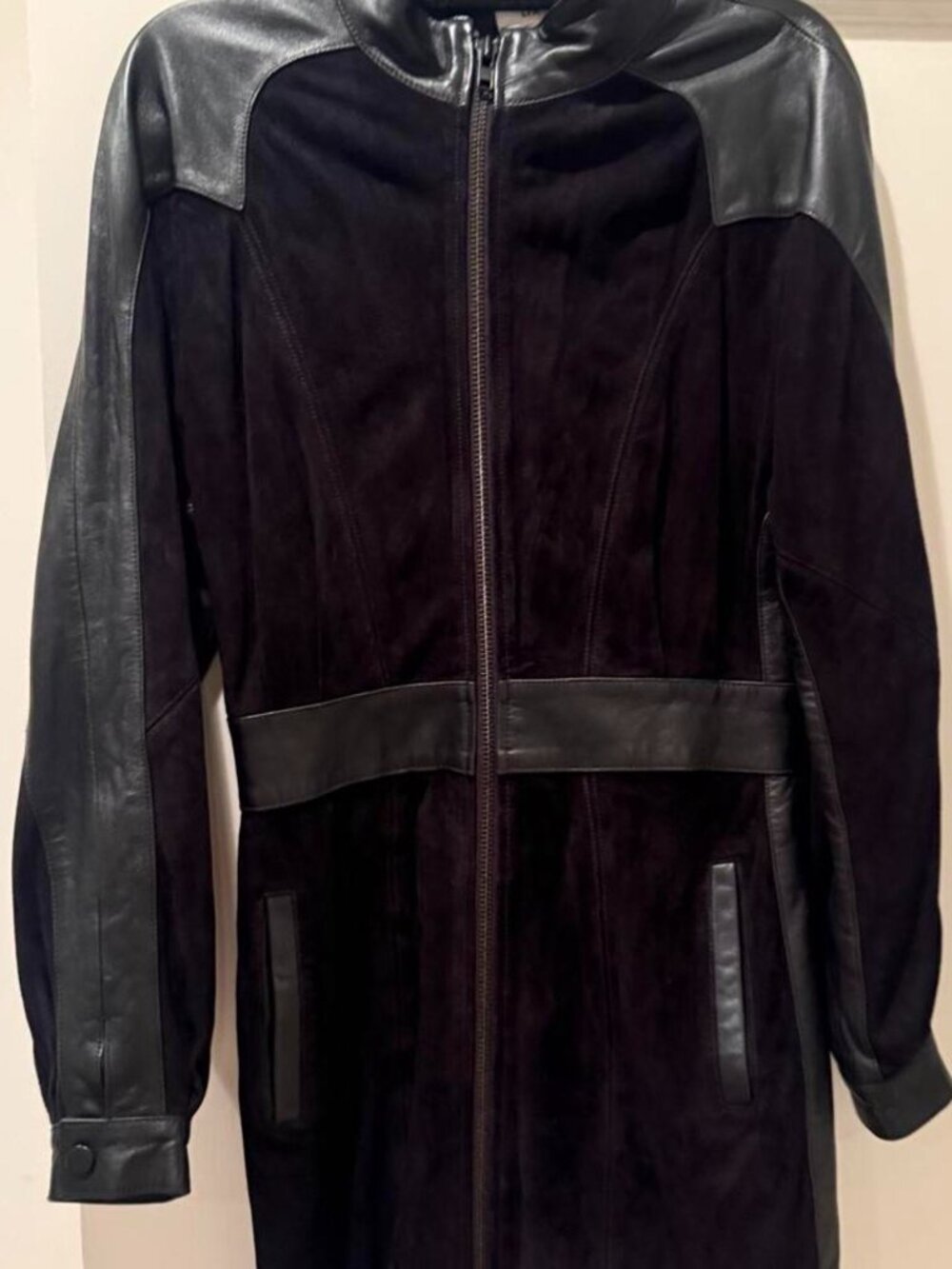 LPA Women's Black Leather and Suede Jacket